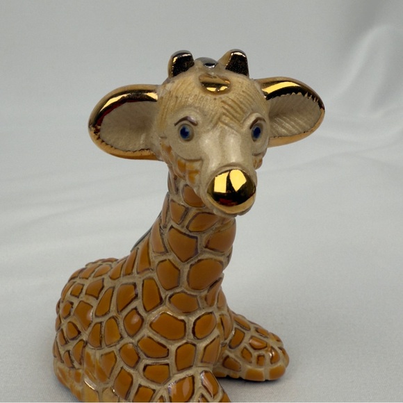 Rinconada De Rosa Mini Giraffe Figurine Gold Accents Uruguay Signed 3.5” - Picture 2 of 10